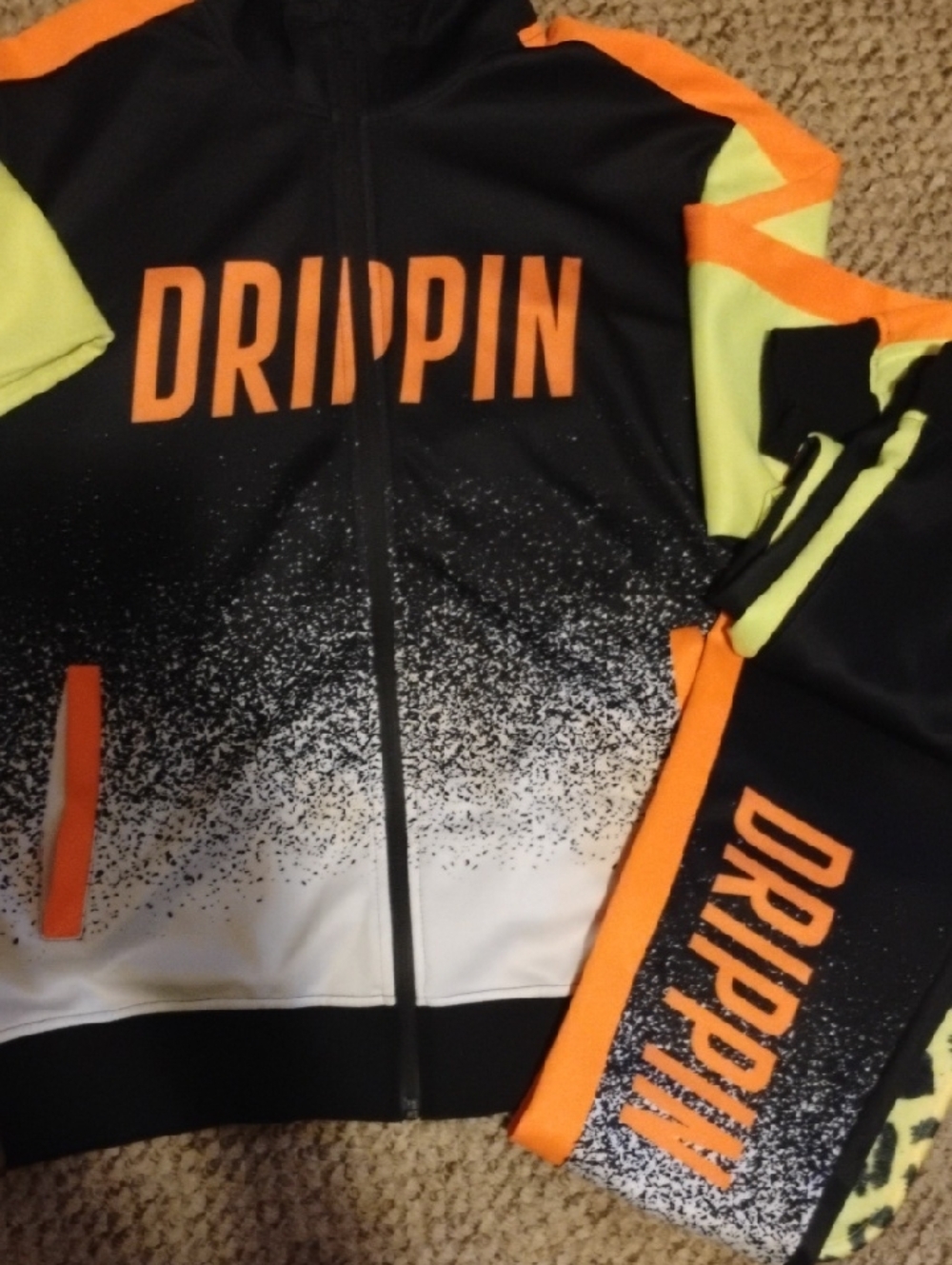 Black & Neon Orange 'DRIPPIN' Men's Zip Jacket